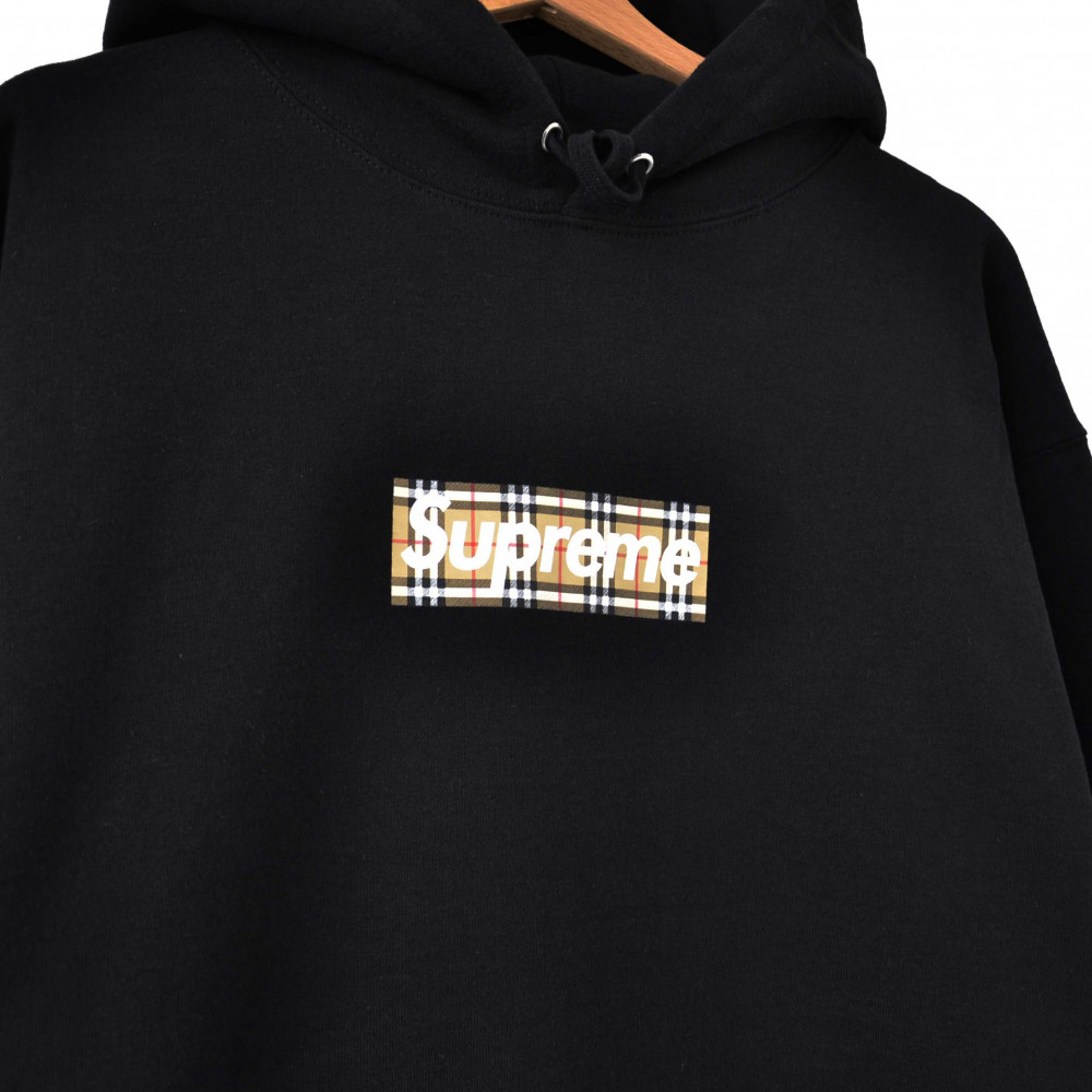 Supreme x Burberry Box Logo Hoodie (Black)